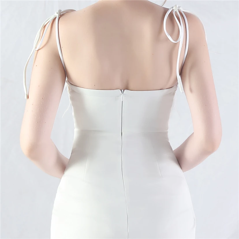 Double-Binding Waist-Shaped Ears Adjustable Satin Evening Dress view 47