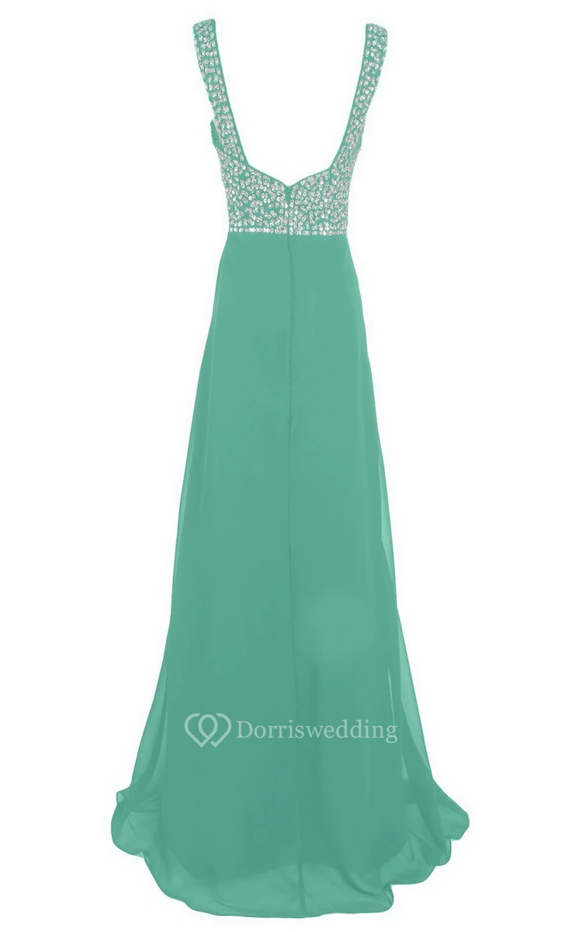 Sleeveless V-neck Empire Long Chiffon Gown view 4