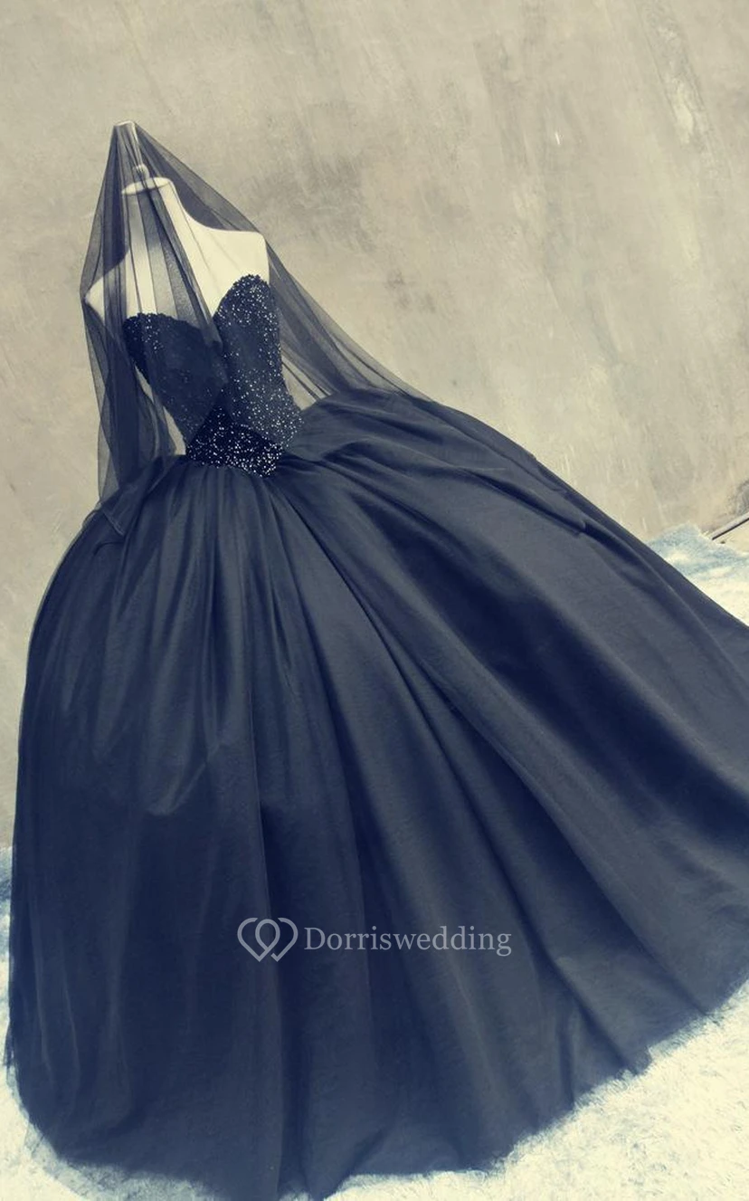 Ball Gown Long Sweetheart Zipper Lace-Up Back Tulle Lace Dress view 2