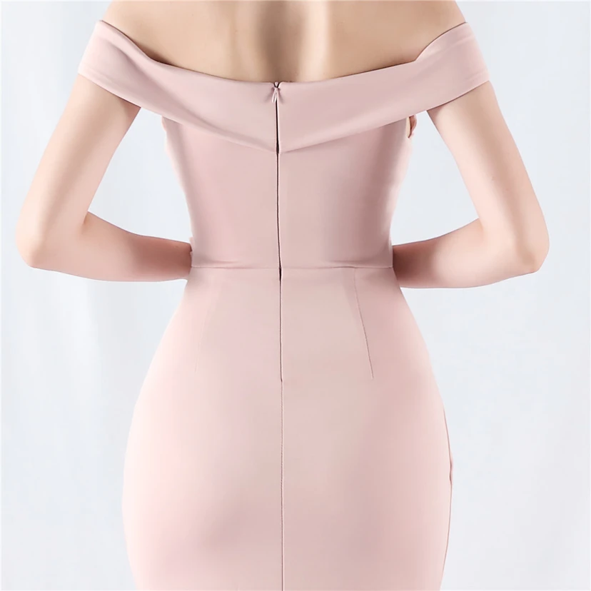 Robe de soirée classique asymétrique en satin à queue de poisson view 37