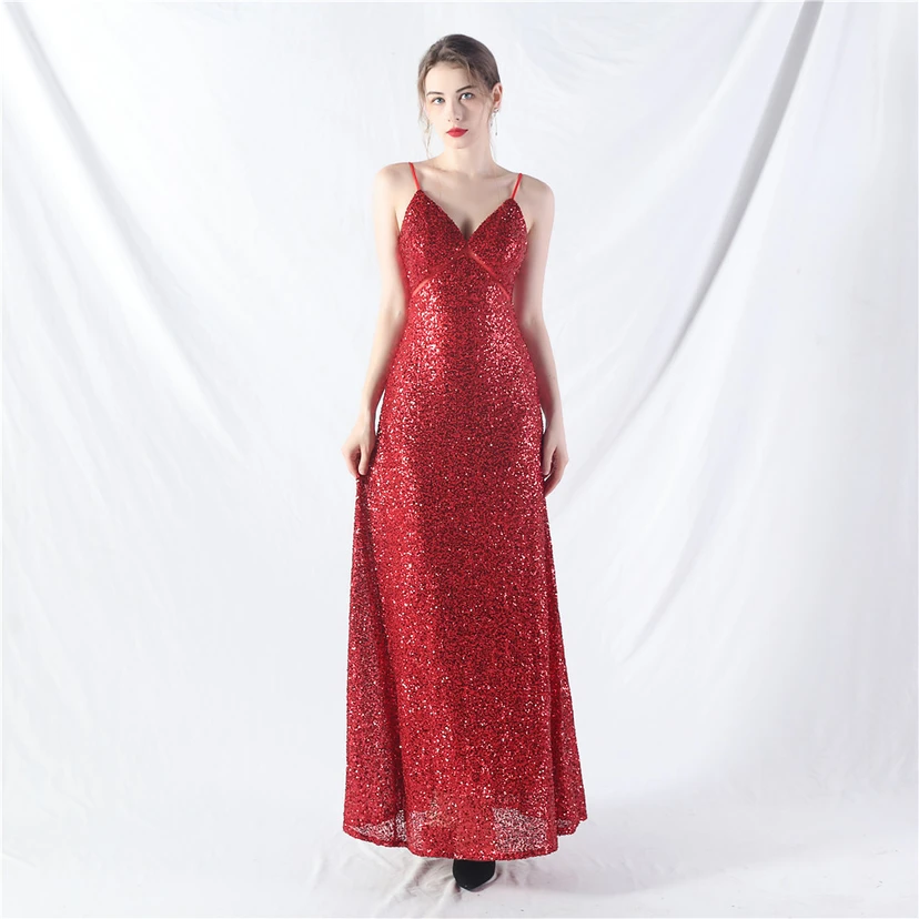 Robe longue trapèze évasée à paillettes, modèle phare du quotidien view 10