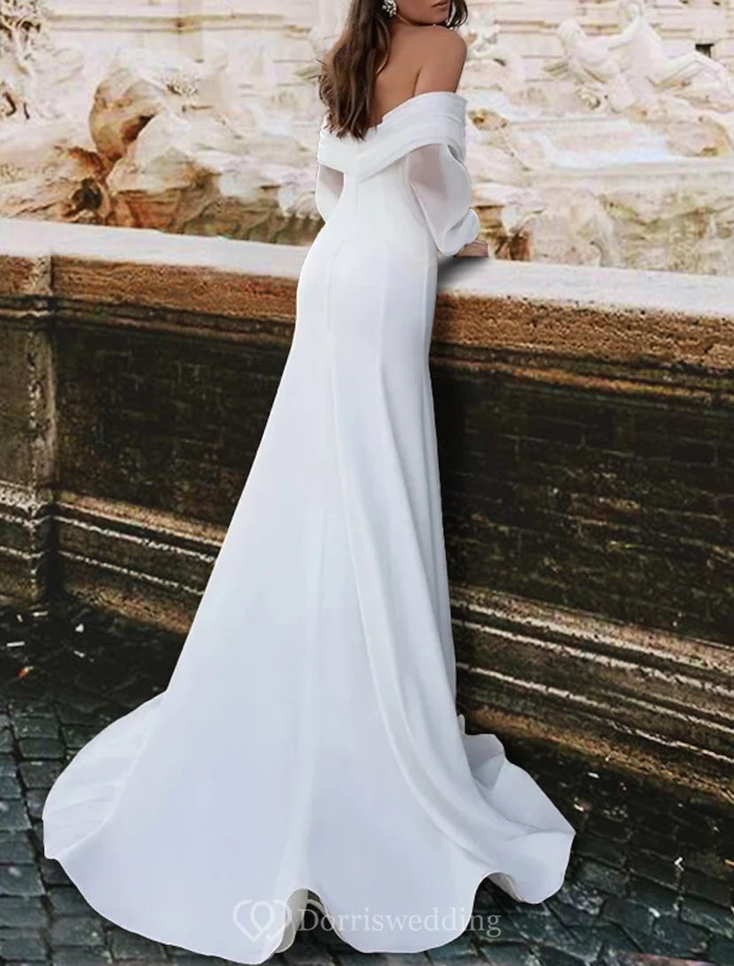 Robe de mariée bustier évasée à manches transparentes view 2