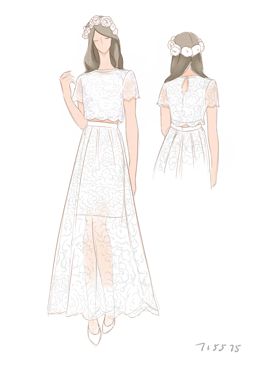 Jewel T-shirt Short Sleeve Ankle-length Lace A-Line Sheath Wedding Dress view 4