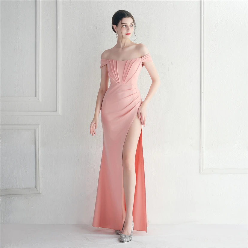 Cross-Border Supply schulterfreies, einseitig schulterfreies Kleid mit Schlitz für Nachtclub, Hochzeit oder Abendessen view 44