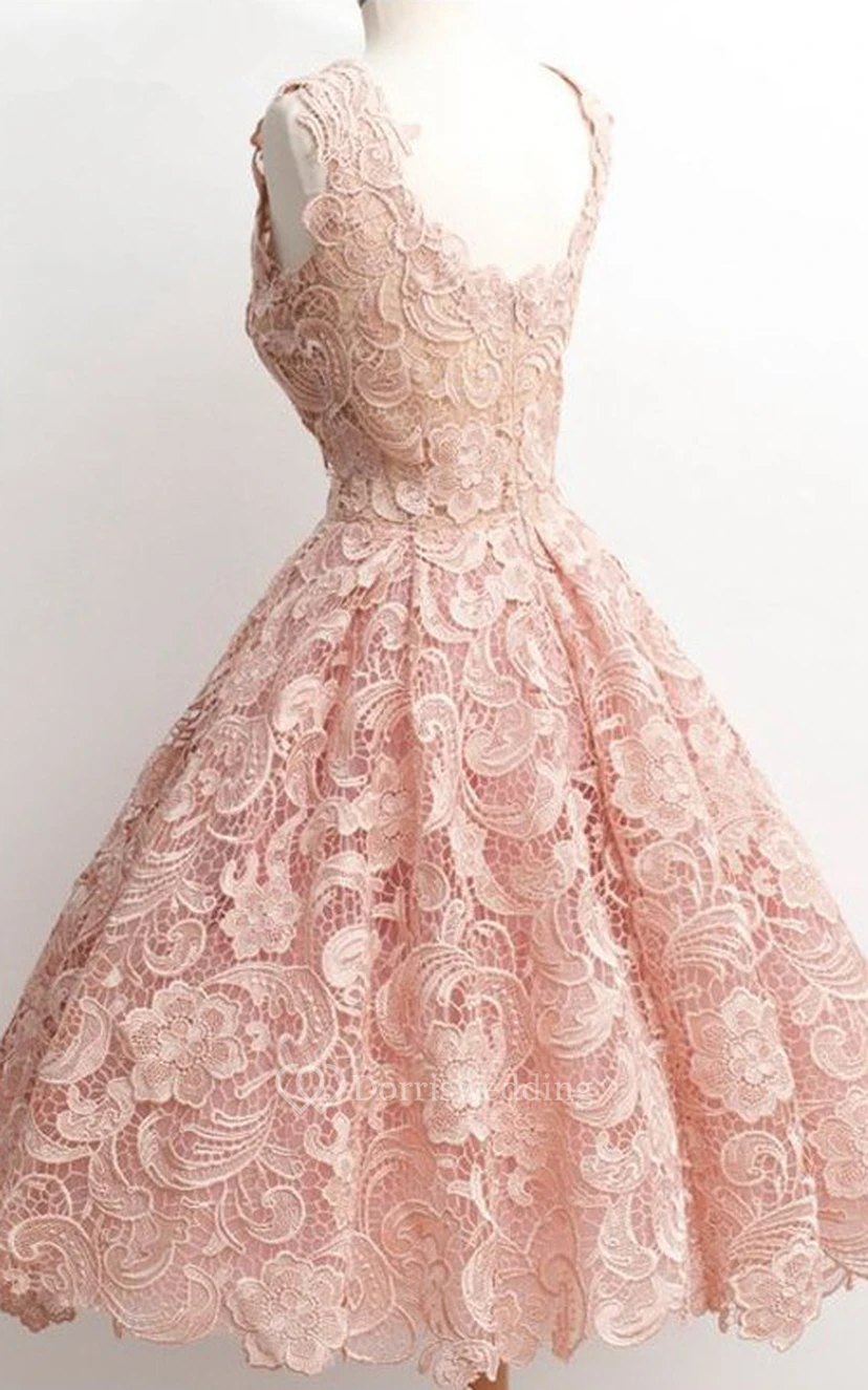 Dreaming Sleeveless Knee-length Lace Dress view 2