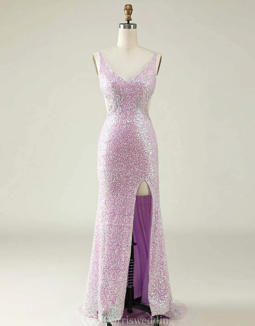 Pastel Pink Sequin Cut-Out Gown view 5