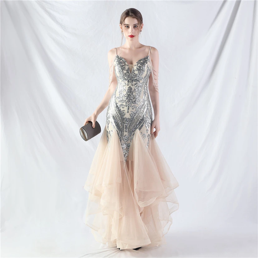 Handgefertigte Perlen, festes Netz, Positionierungsblumenperlen, Spleißnetz, heißes Tanz-Feier-Performance-Kleid view 55