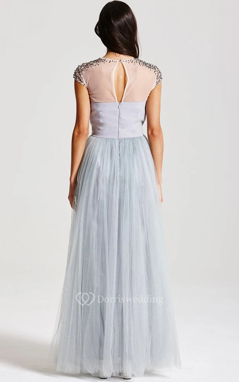 Graceful Layered Illusion Neckline Gown With Keyhole view 2