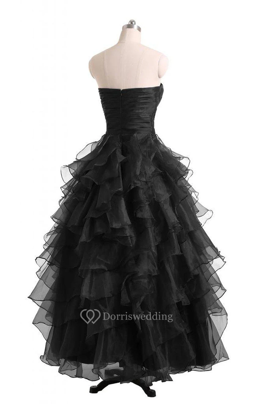 Sweetheart A-line Tiered Ruffled Dress With Beadings view 2