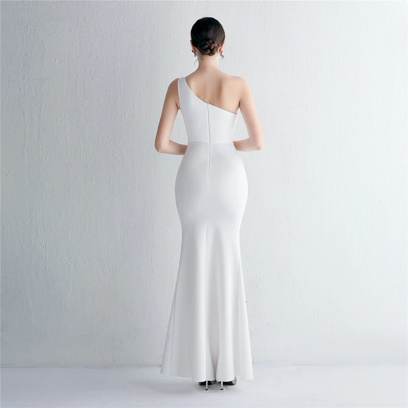 Pressing Beading Craft Toast Dress Long One Shoulder Thank You Banquet Slim Fishtail Skirt Wedding Car Model Exhibition view 6
