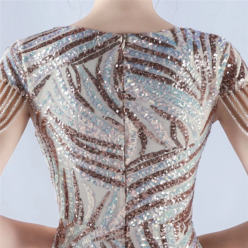 A-Line Big Swing Dress Skirt Encrypted Sequined Craft Beaded Evening Dress view 52