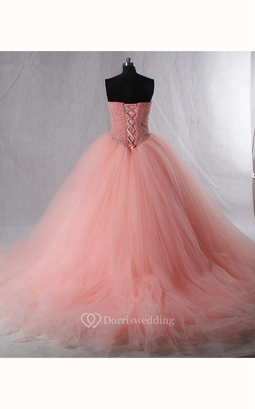 Tea-Length Straps Sweetheart Bell Pleats Beading Tiers Zipper Corset Back Straps Tulle Lace Dress view 2