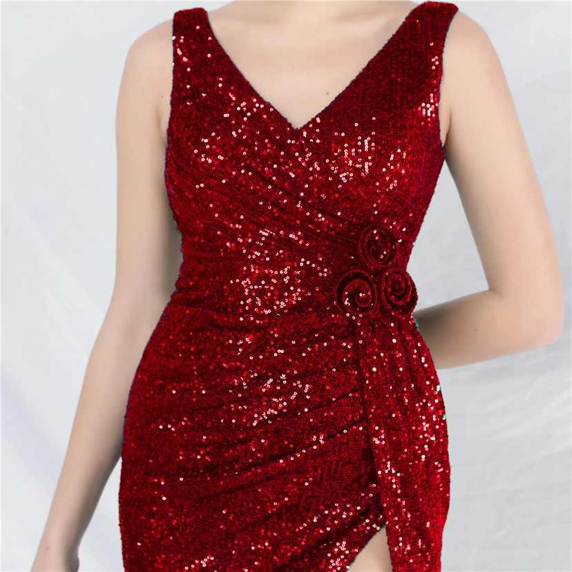 Craft Flower Sequined Sexy Short Skirt Daily Small Dress view 8