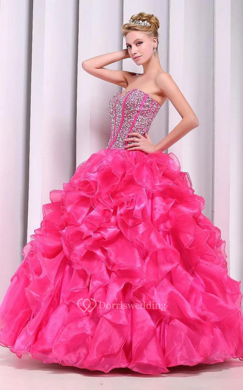 Chic Sweetheart Ball Gown With Ruffles and Beadings view 4