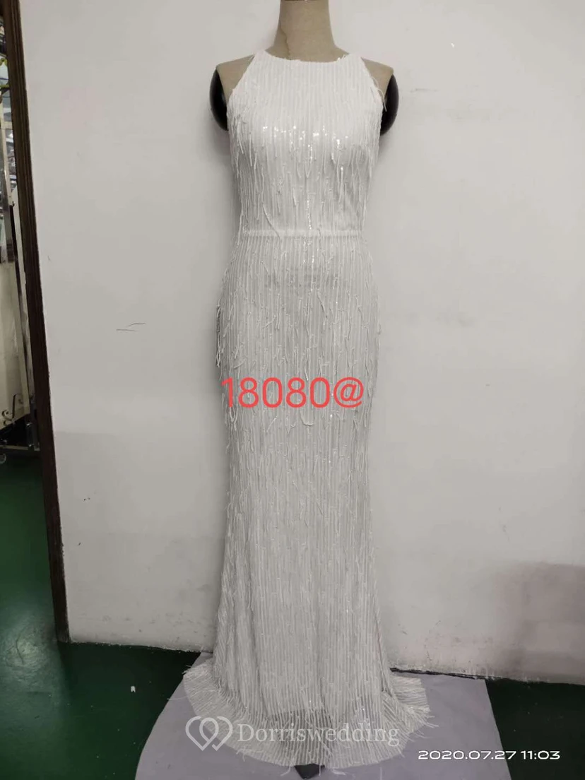 Vestido de noche elegante con borla de hilo de seda de poliéster y lentejuelas estilo cola de pez para banquetes, reuniones y eventos. Ideal para anfitriones. Modelo de coche. Otoño. view 9