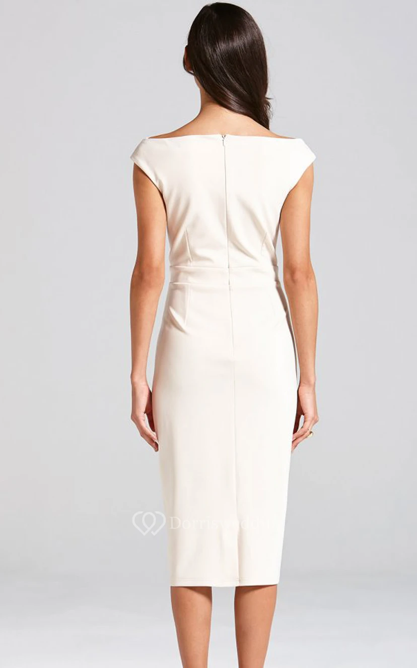 Cap-Sleeved Magnificent Sheath With Lace Bodice view 3