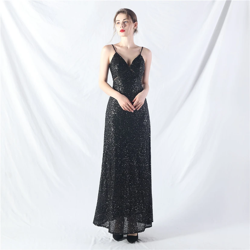 Robe longue trapèze évasée à paillettes, modèle phare du quotidien view 29