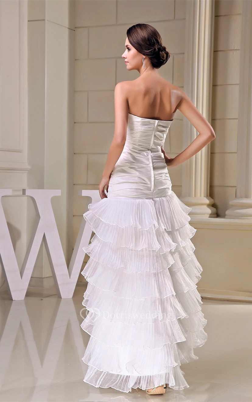 Criss-Cross Sweetheart High-Low Tiers and Dress With Ruching view 4