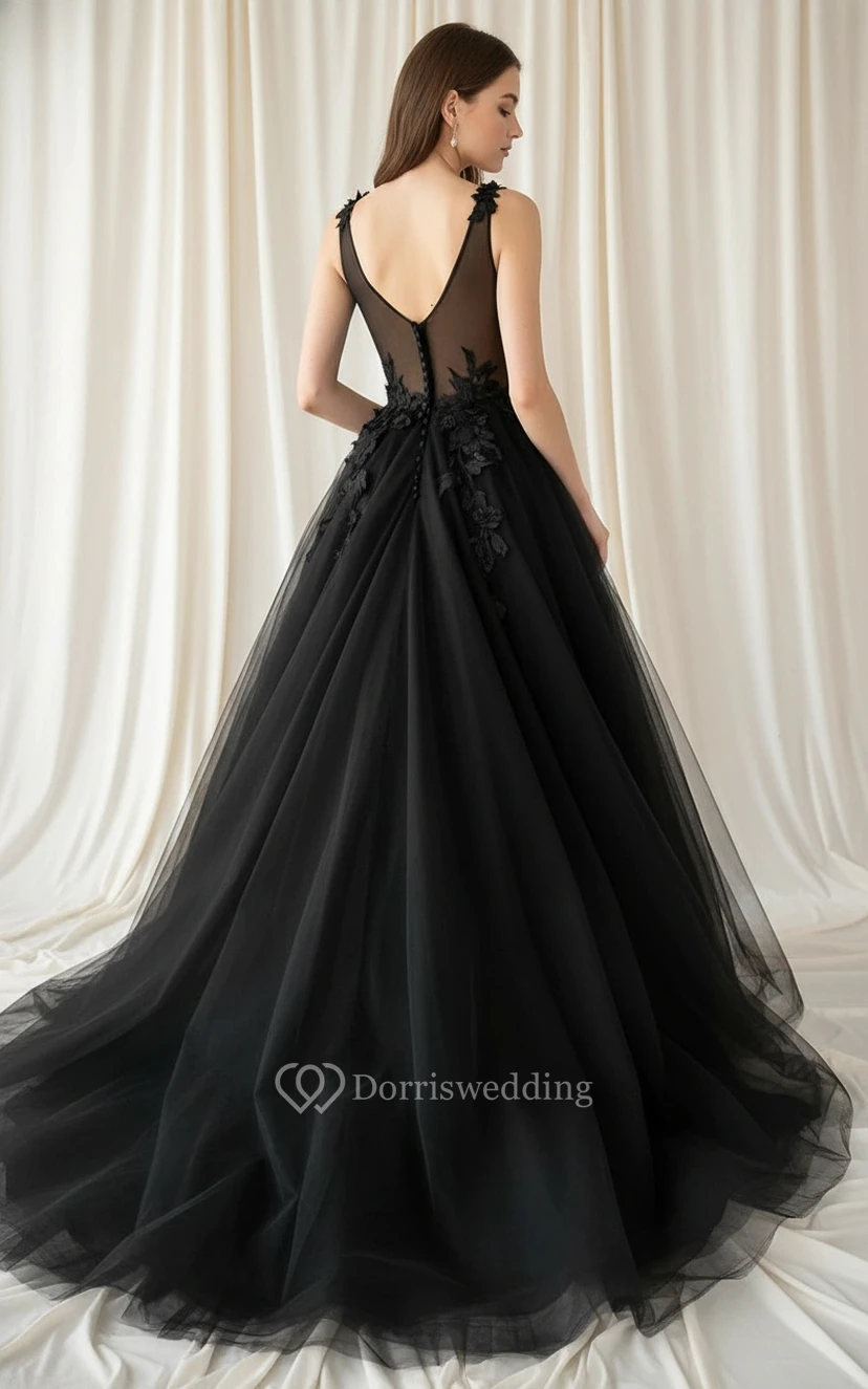 Vestido de novia negro de elegancia gótica view 2