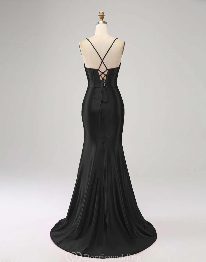 Spaghettiträgerkleid mit Raffungen vorne und Schlitz, schlichtes Etuikleid view 8