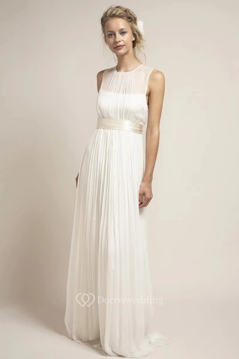 Ethereal Tulle Jewel-Neck Sleeveless Keyhole Wedding Dress