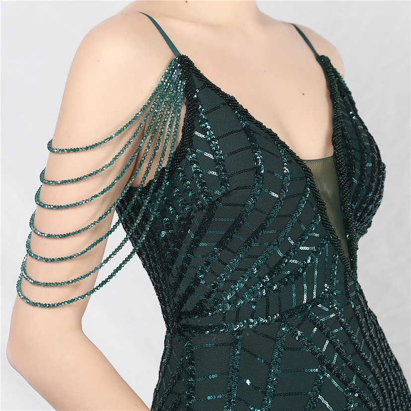 Robe de soirée ultra-résistante à rayures perlées et sequins view 68