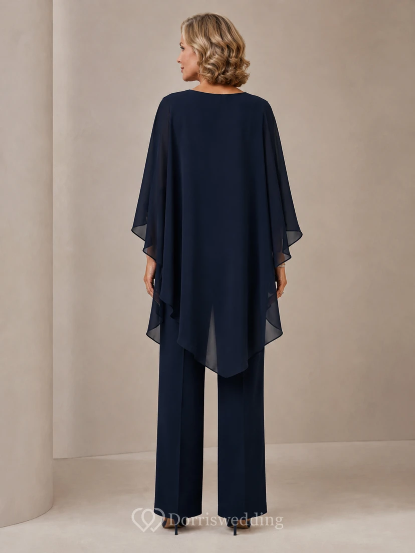 Dark Navy Cape Mother Pantsuit Dark Navy Jewel Jumpsuit Ankle-length view 2