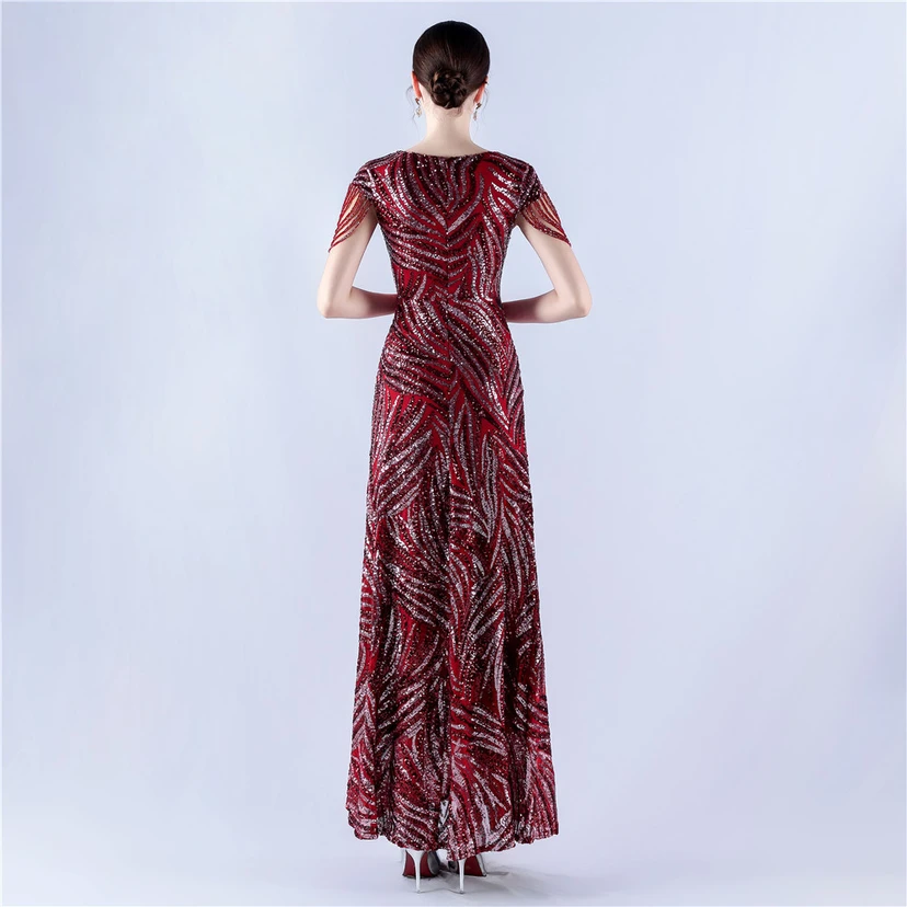 A-Line Big Swing Dress Skirt Encrypted Sequined Craft Beaded Evening Dress view 20