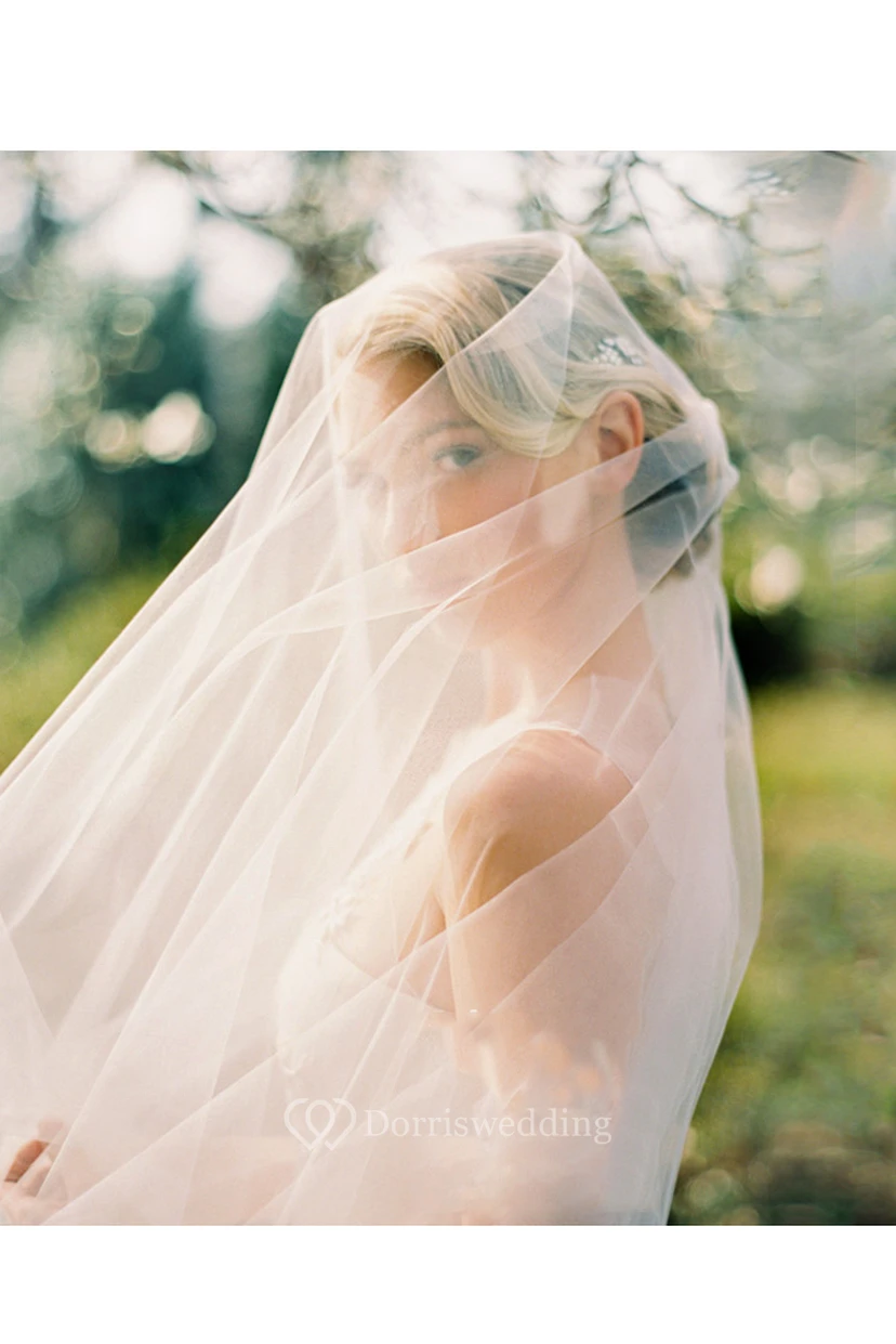 Ethereal Simple Style Chapel Wedding Veil view 4