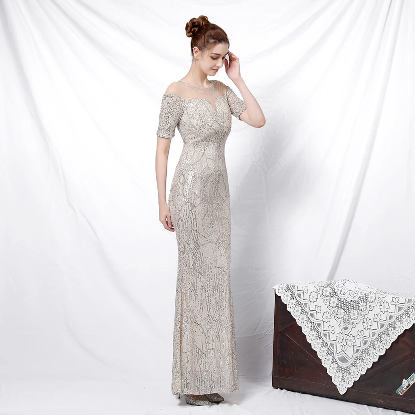 Elegantes, langärmeliges Paillettenkleid im Meerjungfrauenstil mit Meerjungfrauenschnitt – ein echter Hingucker! view 39