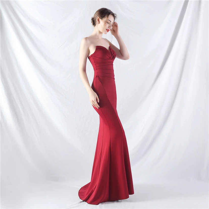 Craft Dress Sexy Off-Shoulder Wrapped Chest Satin Evening Dress view 4