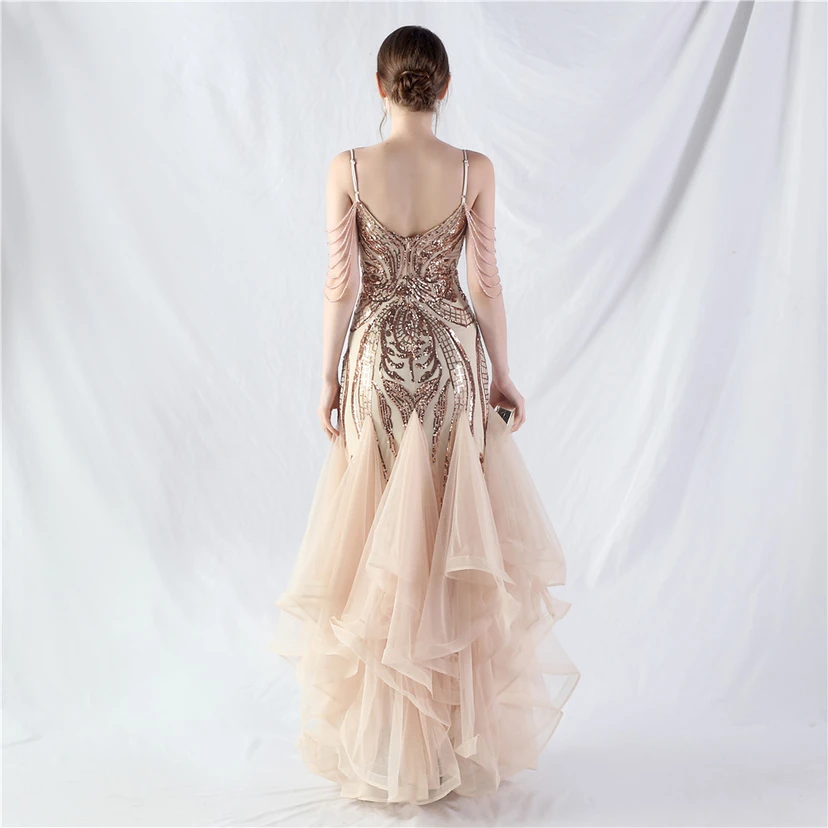 Handgefertigte Perlen, festes Netz, Positionierungsblumenperlen, Spleißnetz, heißes Tanz-Feier-Performance-Kleid view 6