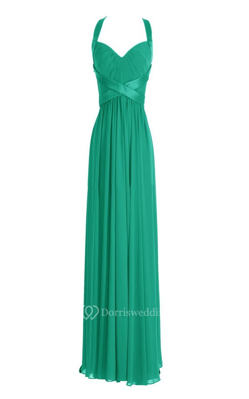 Sleeveless Empire Long Chiffon Crisscross Dress view 5