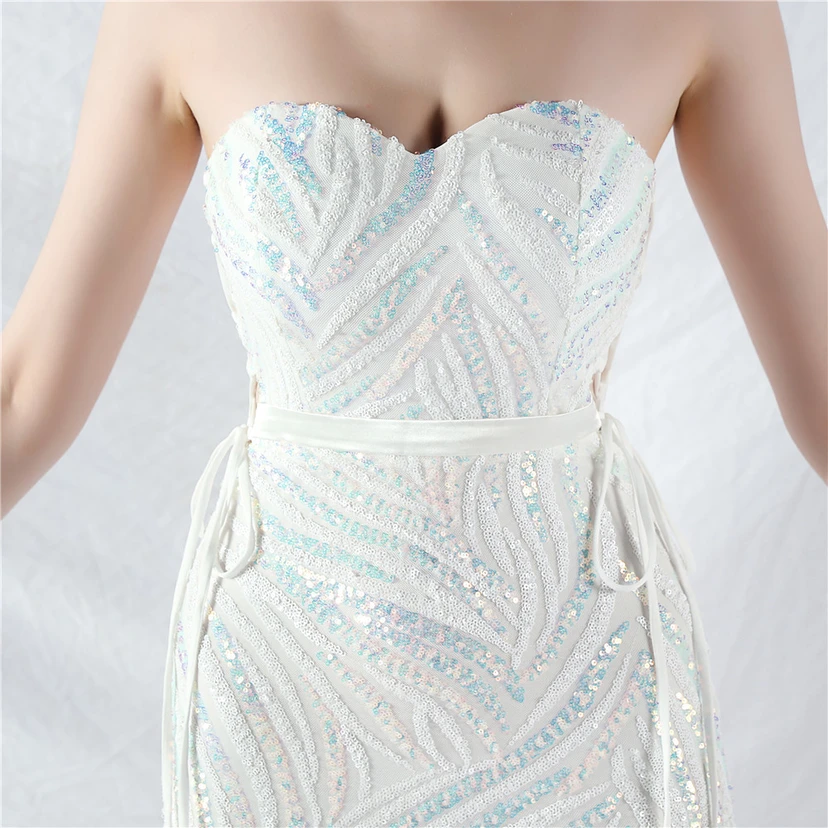 Vestido de noche con tirantes, top tipo tubo y lentejuelas apiladas encriptadas, con método de doble atado de cuerda. view 47