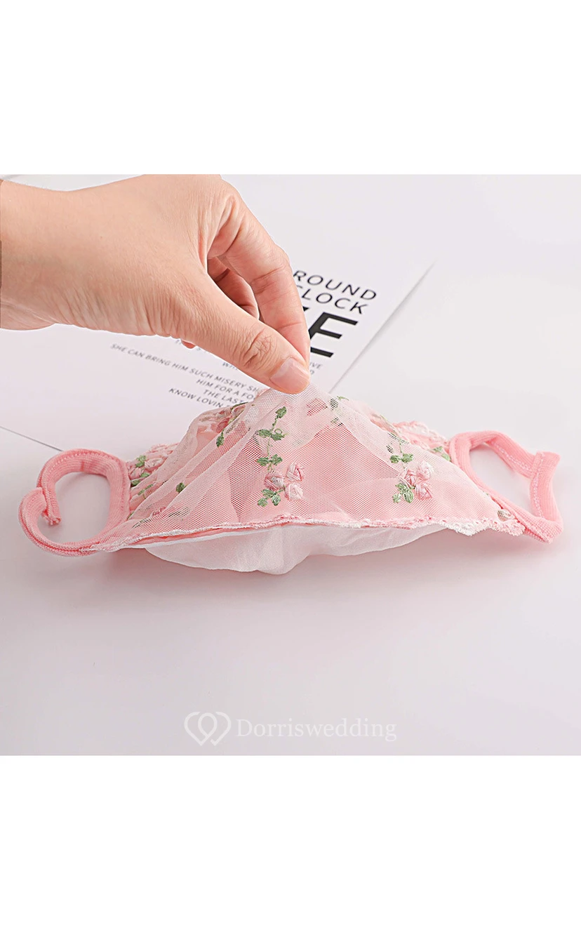 Non-Medical Chiffon Embroidery Face Masks view 2