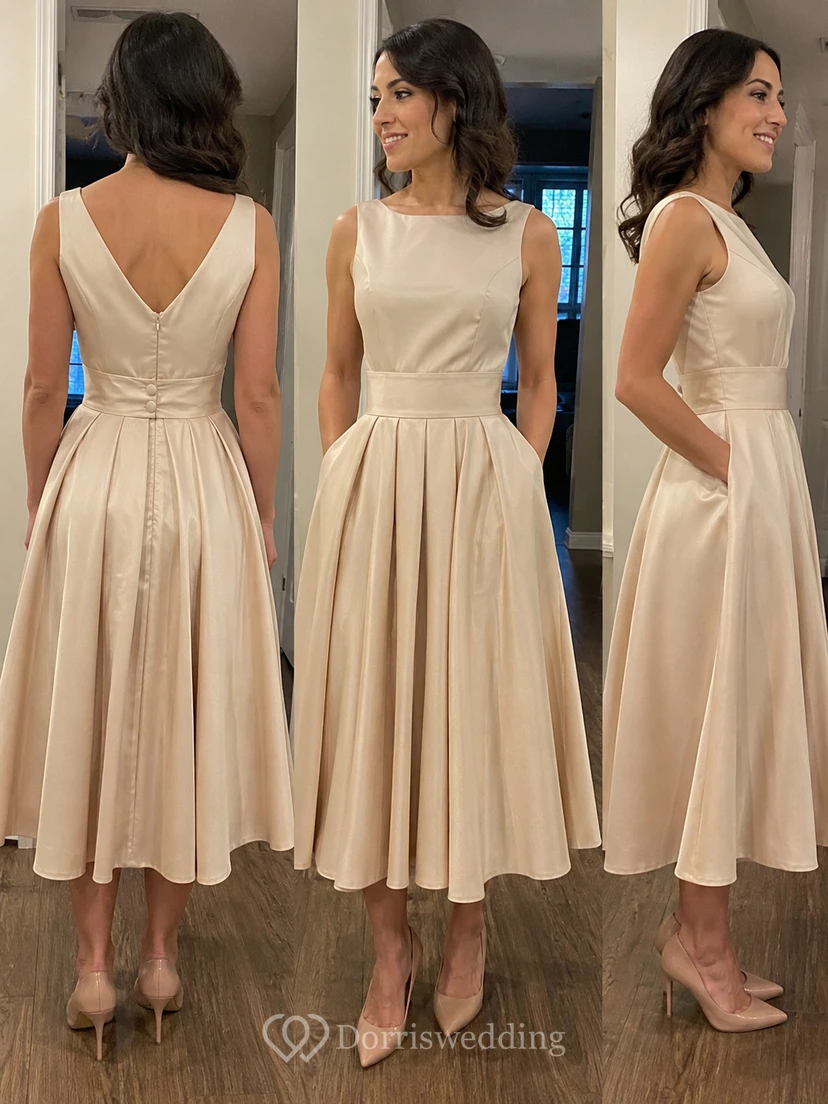 Robe trapèze sans manches arrivant au genou, à plis view 9