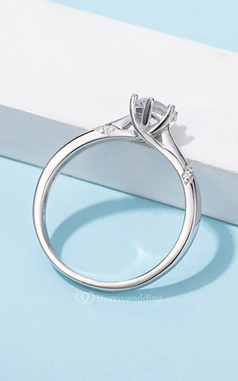 0.5 CT Moissanite 925 Silver Engagement Wedding Rings view 4