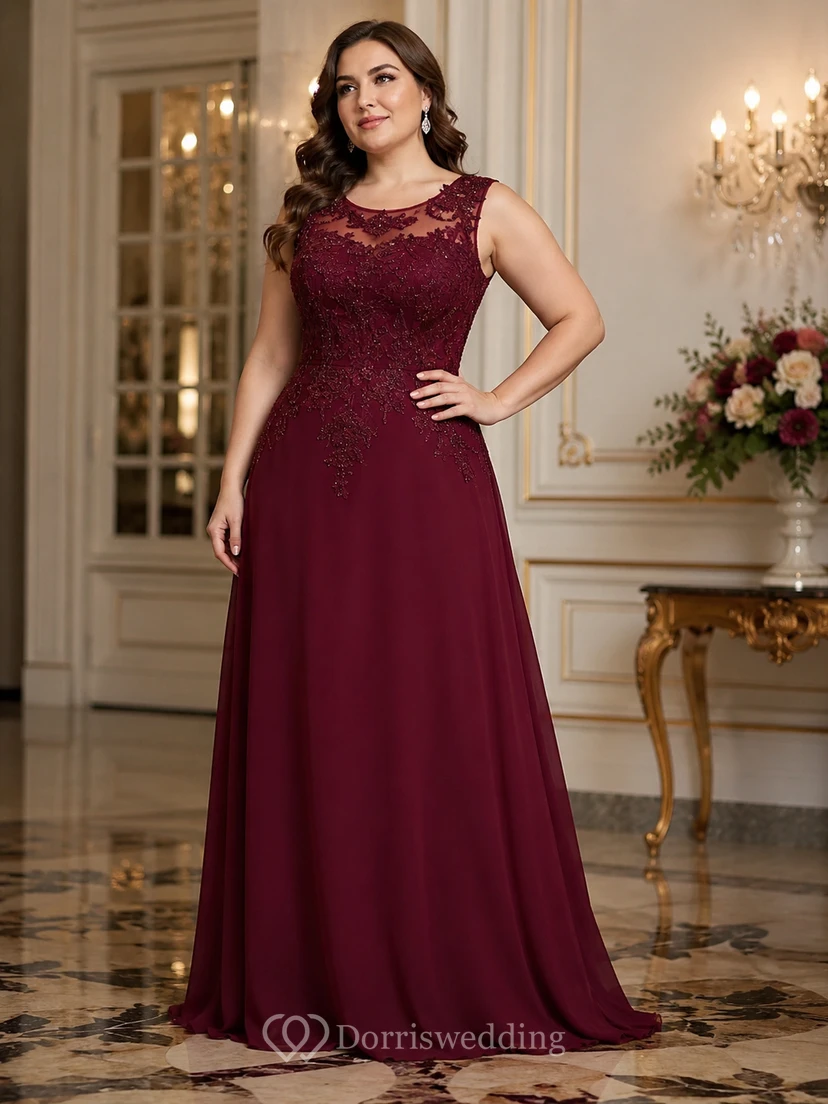 A-Linien-Maxikleid aus Chiffon und Spitze mit Perlenapplikationen, Reißverschluss view 4