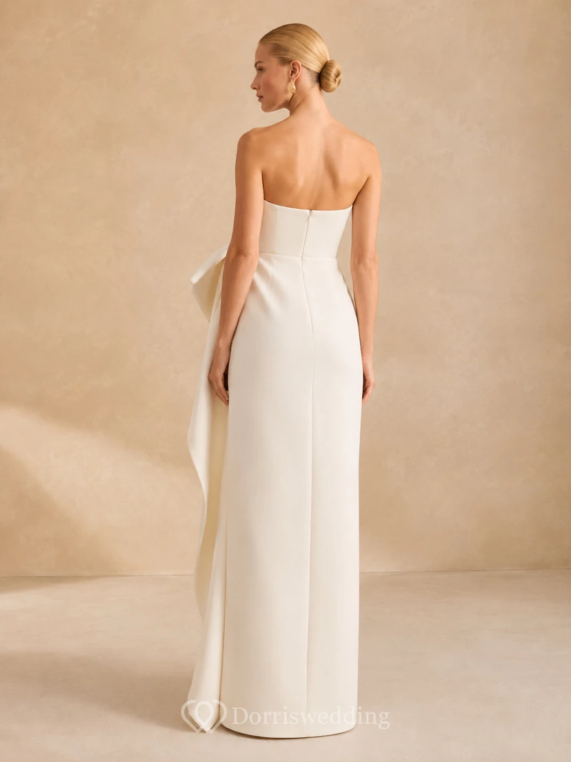 Strapless bow sheath floor length courthouse wedding dress view 2