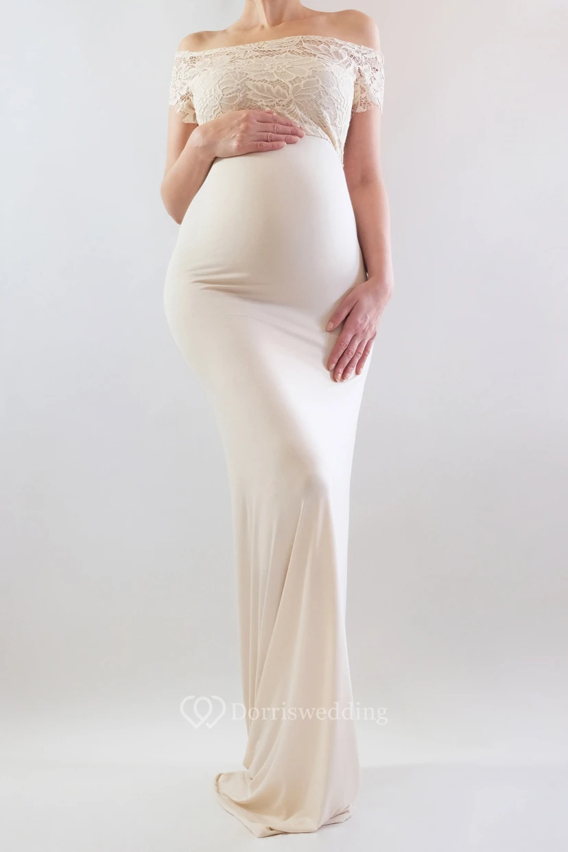 Sheath Illusion Short Sleeve Empire Dress