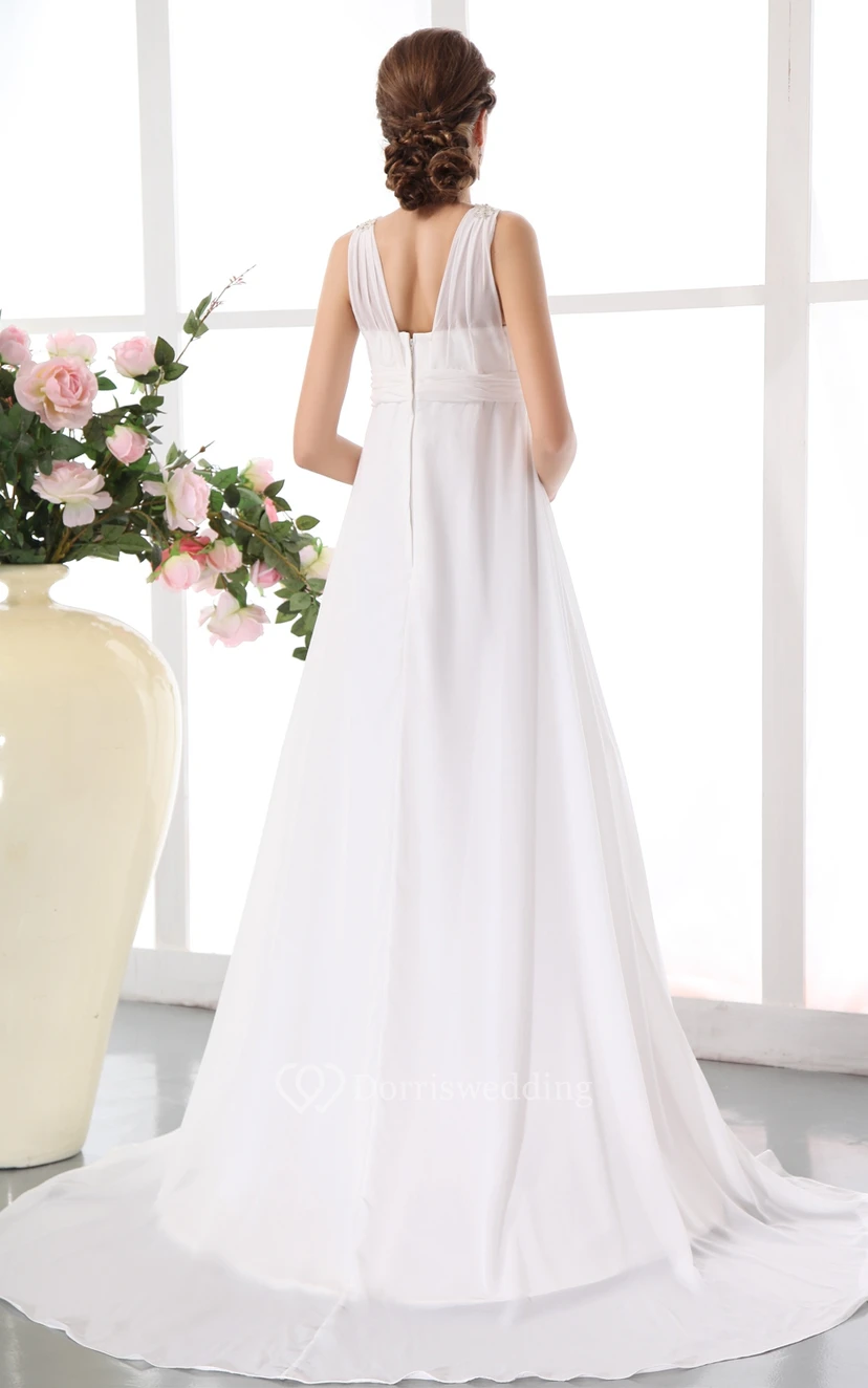 Chiffonkleid im Empire-Stil mit Gürtel in der Taille view 4