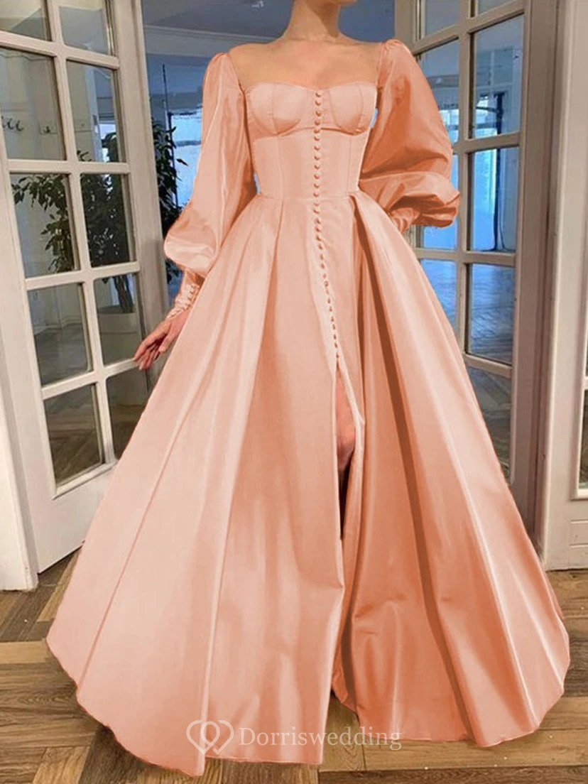 Elegantes Kleid im Vintage-Stil mit langen Puffärmeln, Empire-Stil und Schlitz vorne view 10