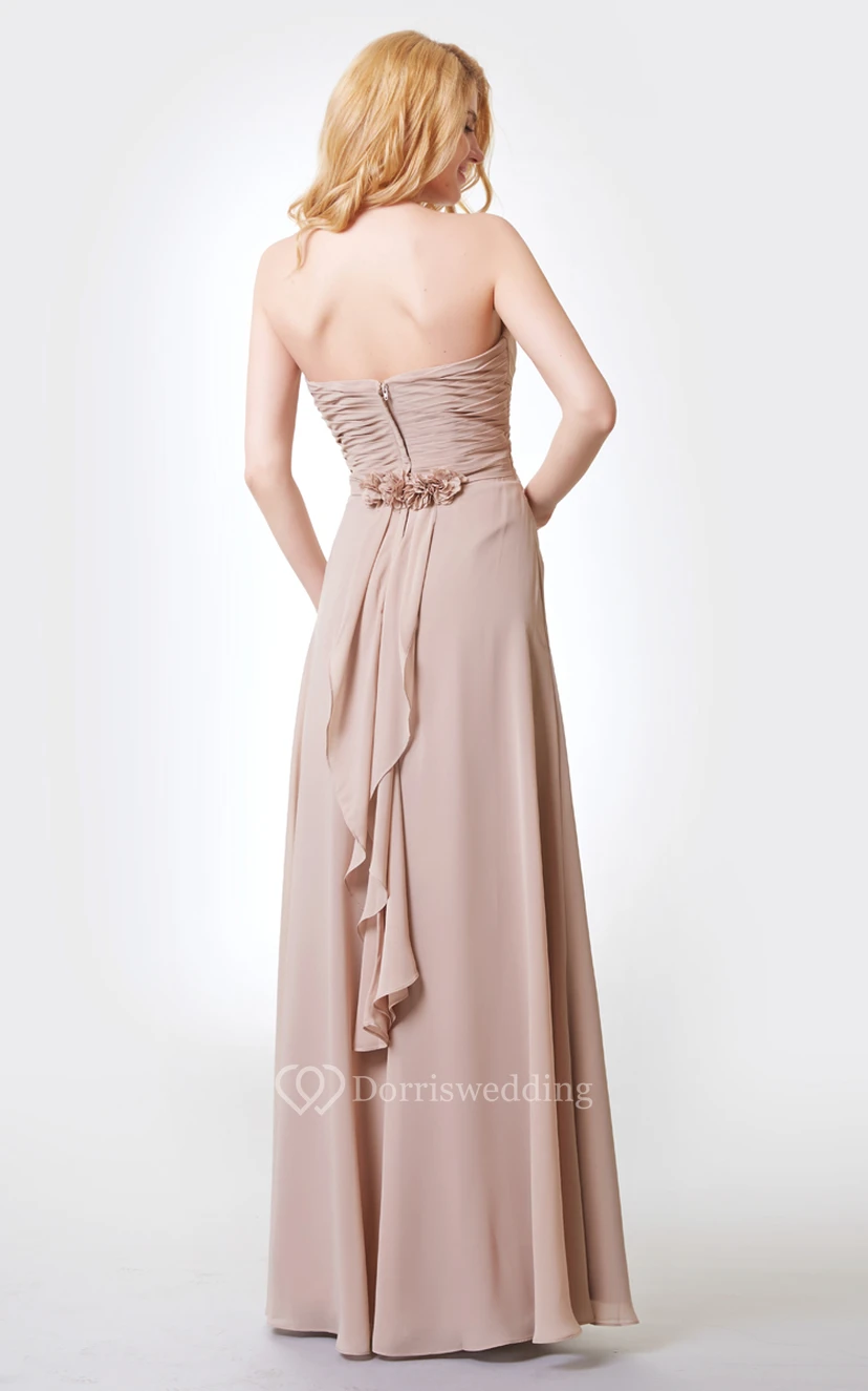 Sleeveless A-line Long Chiffon Dress With Bandage and Draping view 3