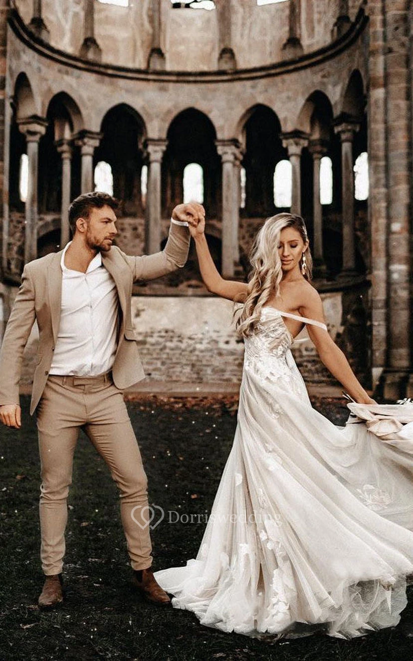 Sweetheart Criss-cross Tulle Empire A-line Backless Wedding Dress view 3