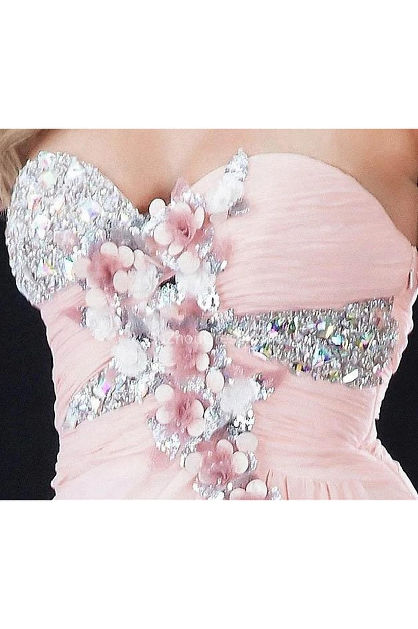 Elegant Sweetheart Sleeveless Tulle Wedding Dress With Flowers Beadings view 2