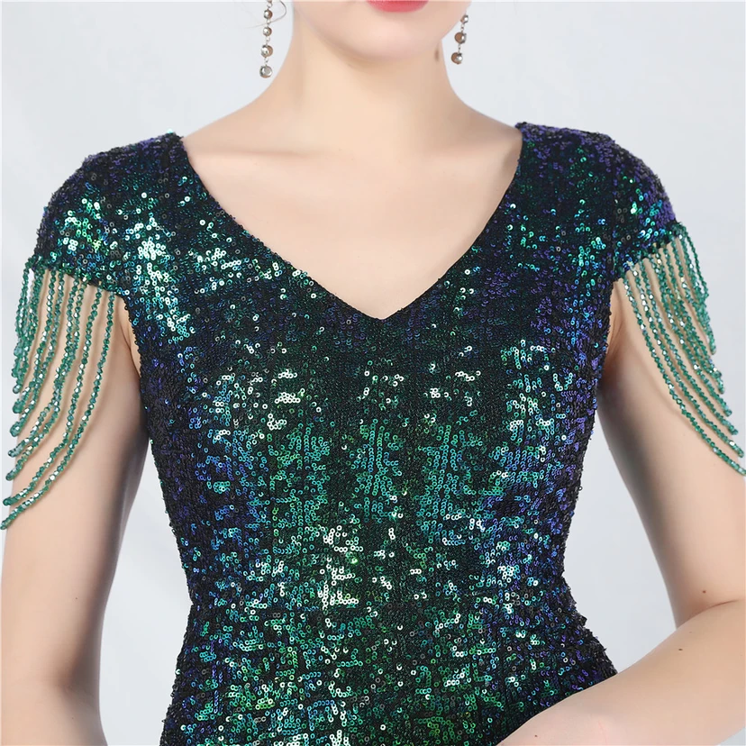 A-Line Big Swing Dress Craft Sequined Long A-Line Evening Dress view 34