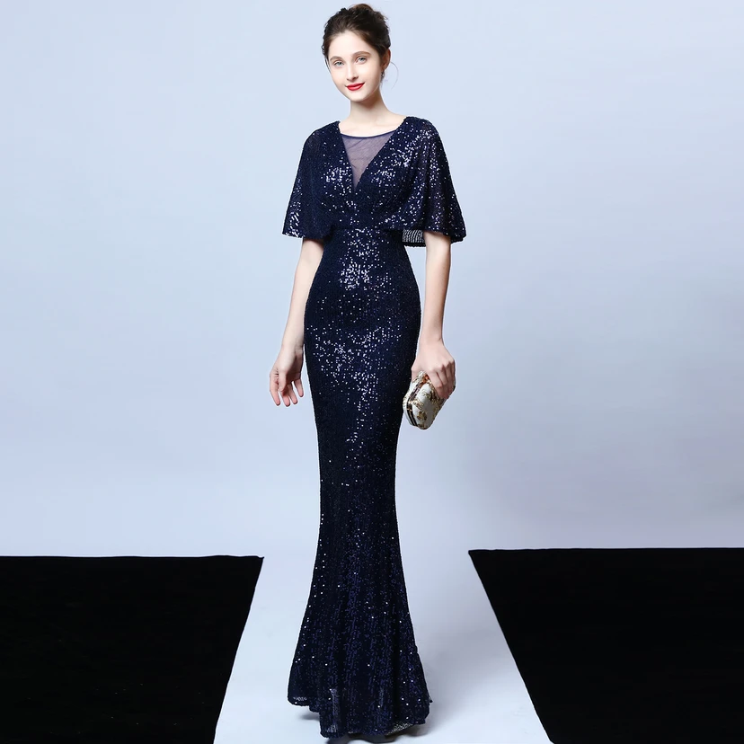 Elegantes Abendkleid mit Polyestergarn, Quasten, Pailletten und Fischschwanzsaum für Damen im Herbst view 24