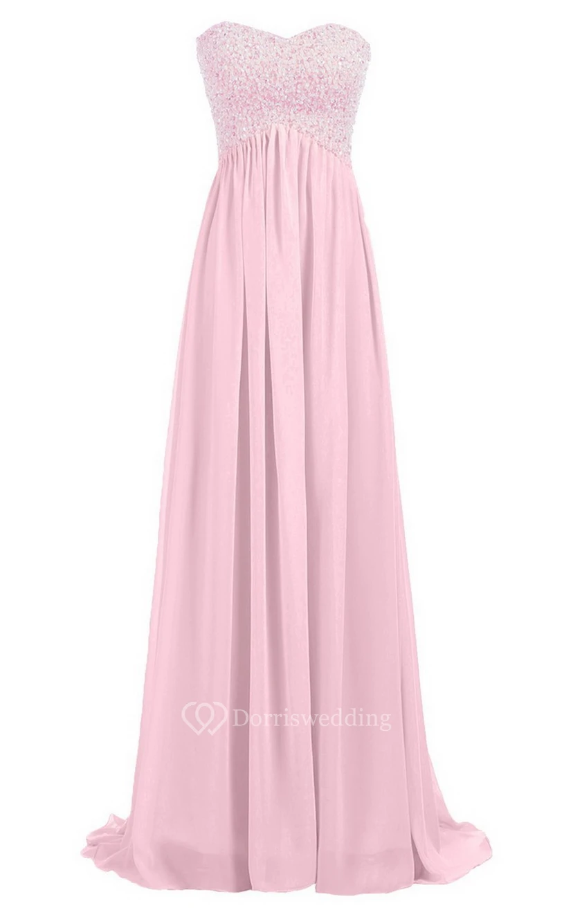 Sweetheart Empire Long Gown With Sequined Bodice view 5