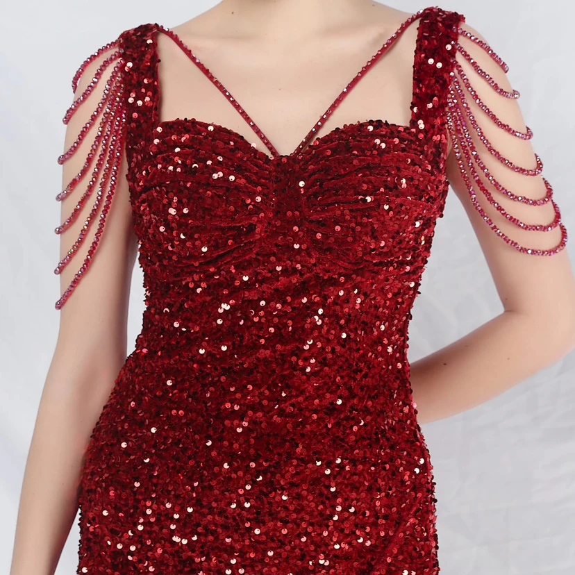 Ladies And Celebrities Formal Occasions Velvet-Bottomed Hand-Beaded Long Evening Dress view 44