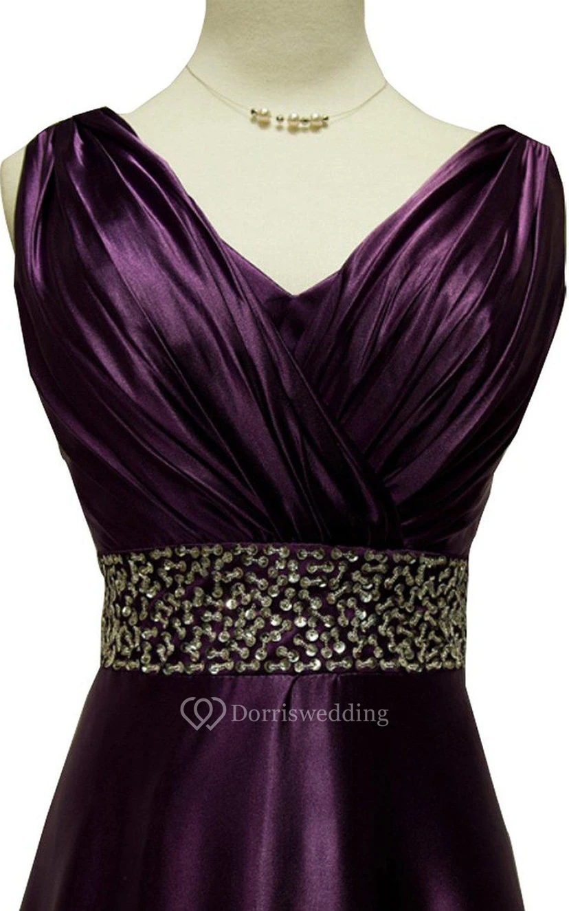 Sleeveless A-line Long Dress With Pleats and Sequins view 2